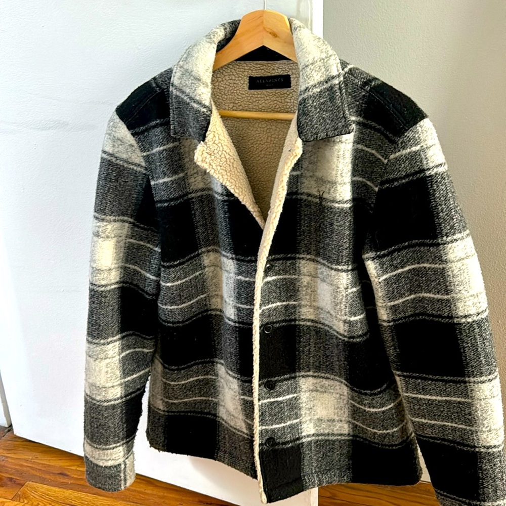 Men's Black and Gray Plaid Jacket